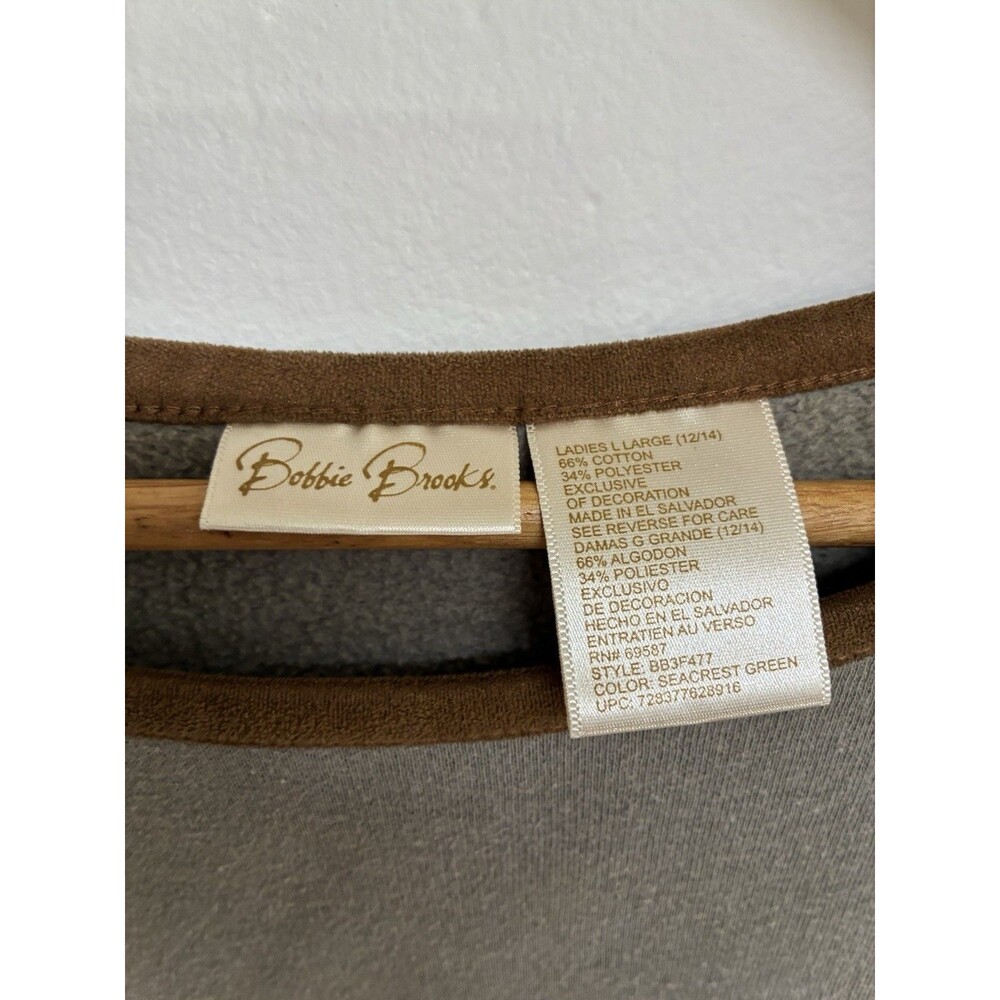 Bobbie Brooks Grey Embroidered Sweatshirt Fleece Size Large Women’s - Picture 5 of 9